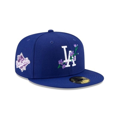 Blue Los Angeles Dodgers Hat - New Era MLB Side Patch Bloom 59FIFTY Fitted Caps USA8925410